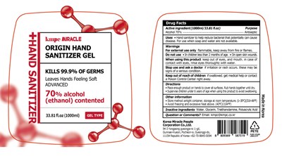 1000ml Ndc: 77524-0020-6 (Miracle Origin Hand Sanitizer Molecular Shape(1000ml))